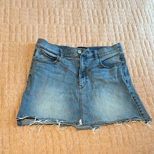 Express Blue Frayed Hem Mini Skirt